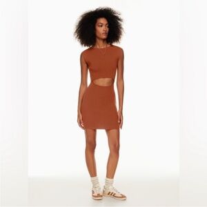 Wilfred Free Cut Out Knit Mini Dress in Copper Red Dark Orange Size 2XS